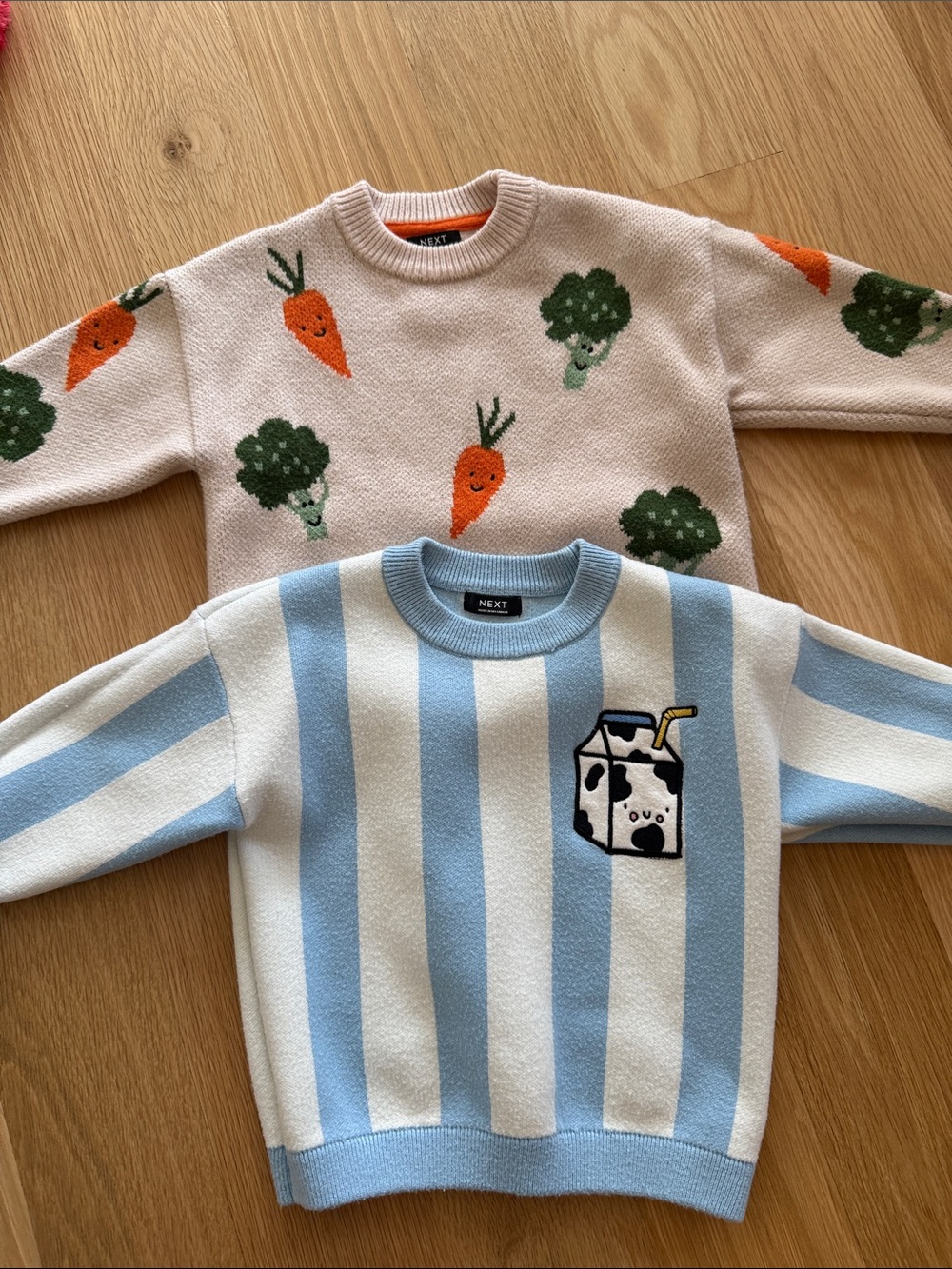 Next Kids Cream Sweater with Orange Carrot & Green Broccoli Motif